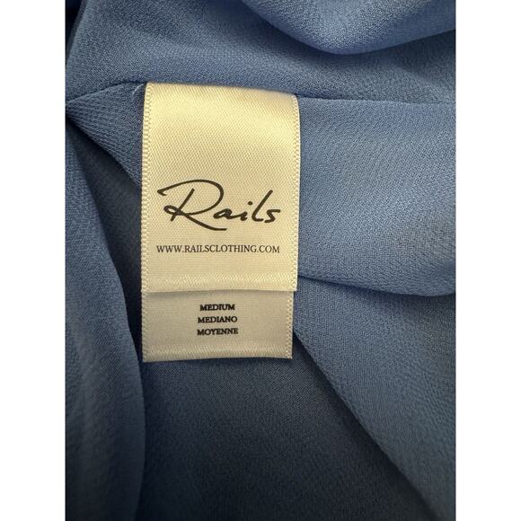Rails JADE Dress Blue Wisteria White Drawstring Waist Buttons M - Picture 10 of 10